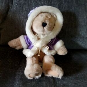 Little Teddy Bear with Lilac Winter Jacket